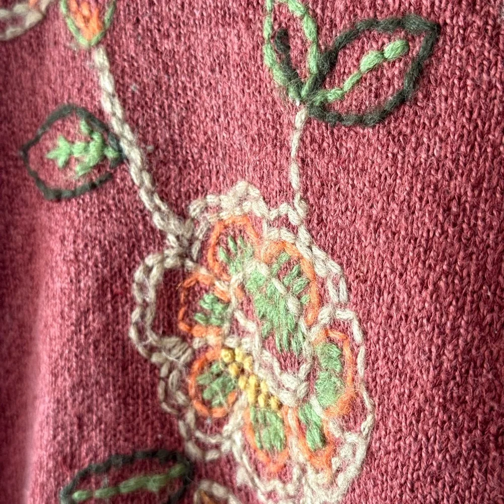 Vintage Alfred Dunner Fall Floral Embroidered Sweater - Picture 4 of 7